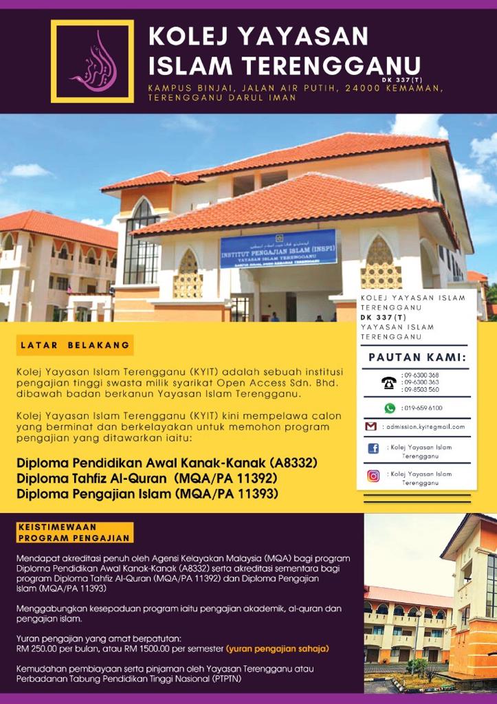 Kemasukkan Ke Kolej Yayasan Islam Terengganu Sesi 2020